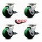 Service Caster 4 Inch Green Poly on Cast Iron Swivel Caster Set with Roller Bearings and Brakes SCC-20S420-PUR-GB-TLB-4 - alternate 4